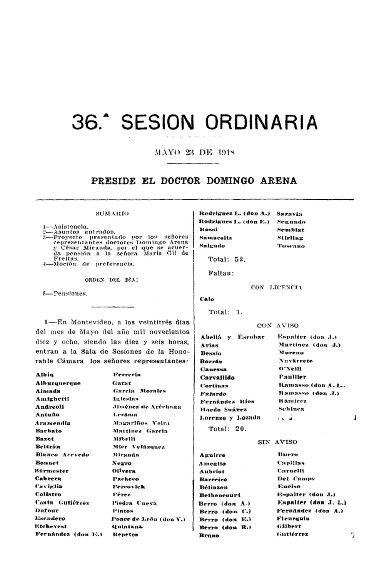 DIARIO DE SESIONES DE LA CAMARA DE REPRESENTANTES del 23/05/1918